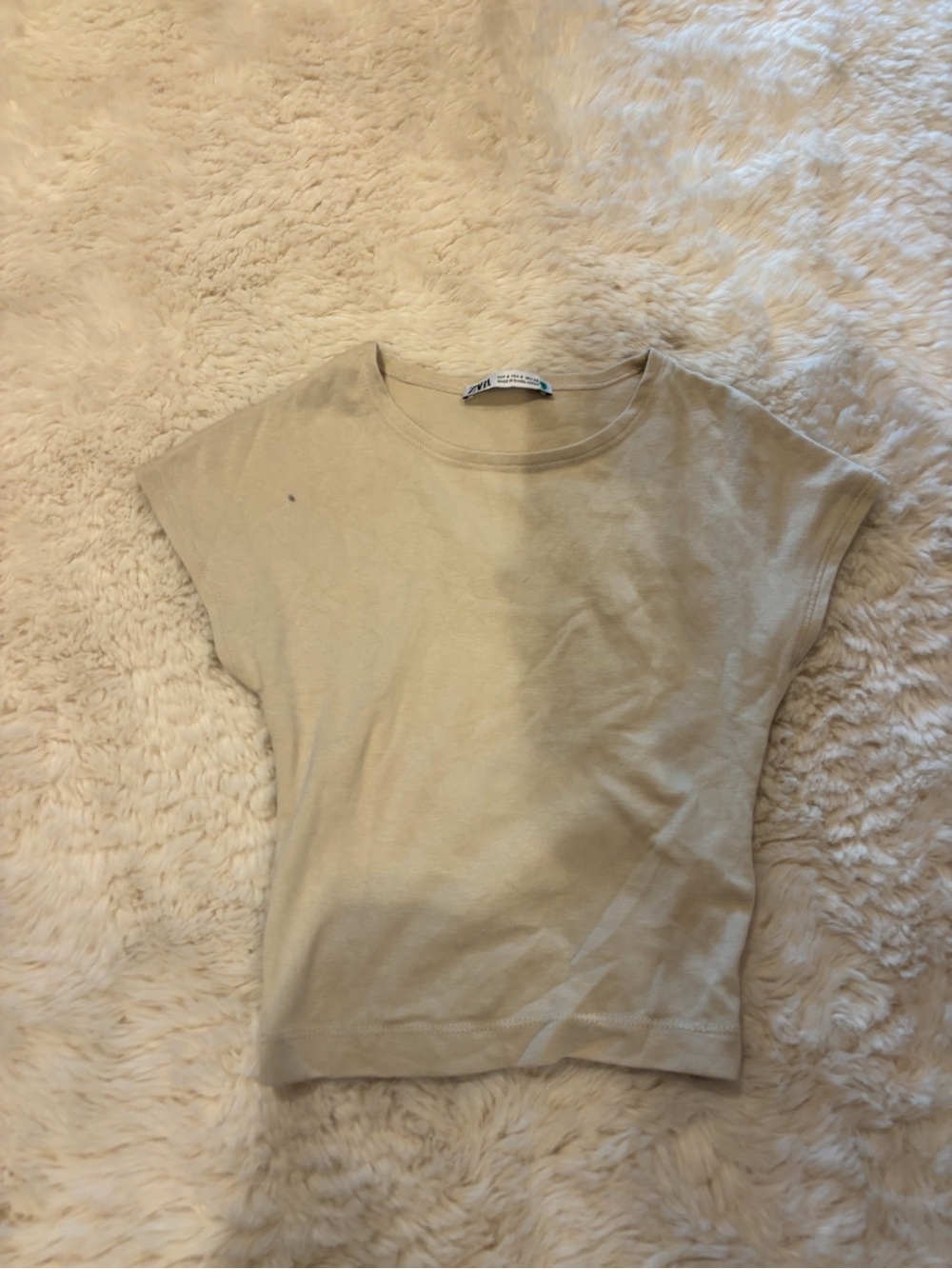 Zara Beige Short Sleeve Women's Tee